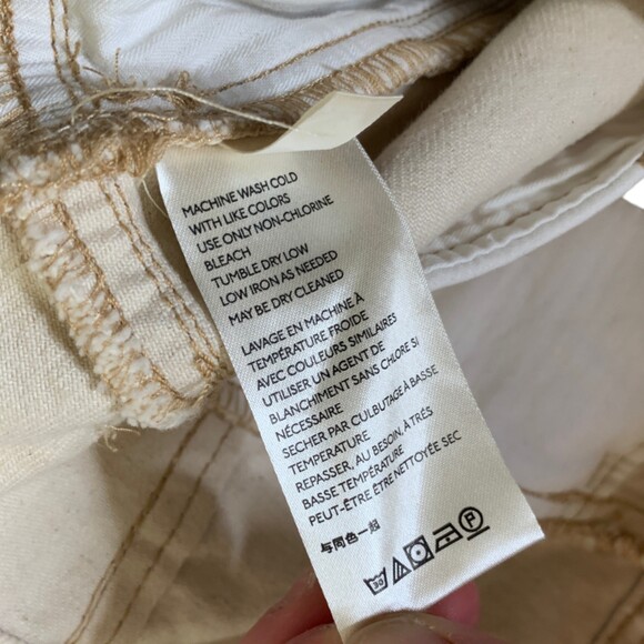 Free People We The Free High Rise Straight Leg Jeans 28 Cream White Frayed Hem - Picture 6 of 8